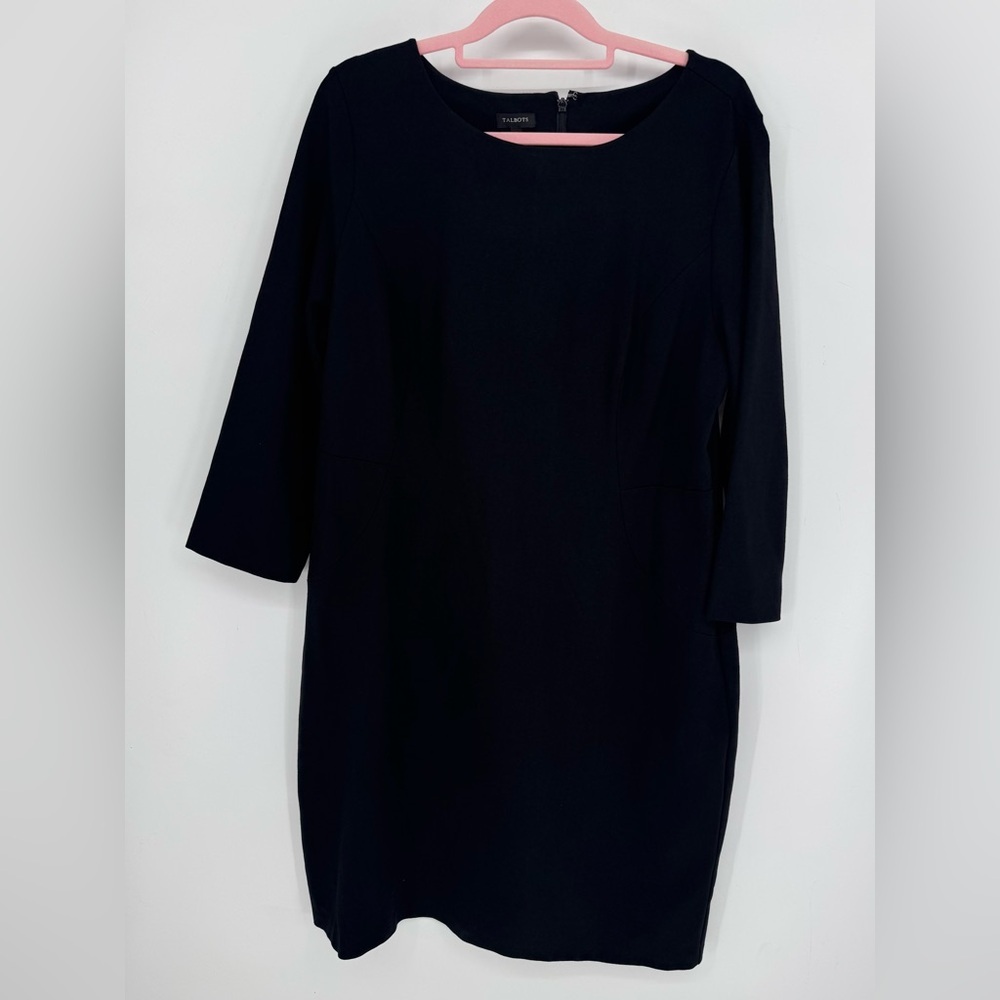 Talbots Womens Black Longsleeve Midi Dress With A Zip Back Plus Size 18